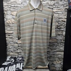 Nike Golf Dri-Fit Dry striped polo shirt in green and brown Men Large